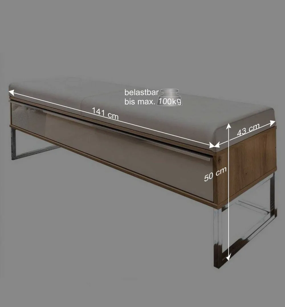 Wohnen Sitzbank<Moderne Schlafzimmerbank mit Kunstleder Beige - Crascanu