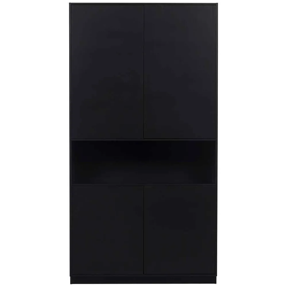 Wohnen Wohnwände<Moderne Schrankwand in Schwarz - Niwidus (fünfteilig)