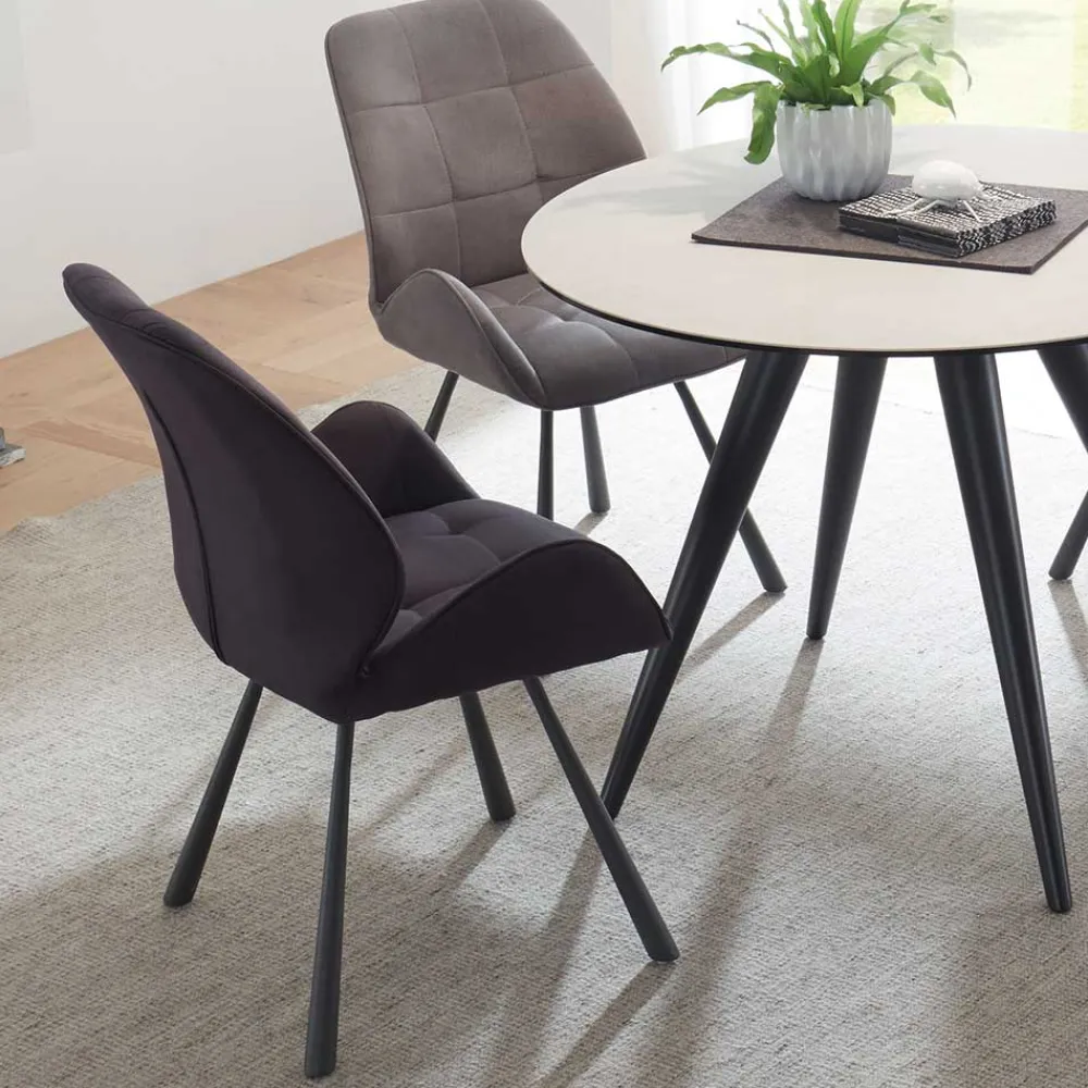 Wohnen Stühle<Moderne Stühle in Grau Schwarz - Plovema (2er Set)