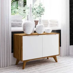 Wohnen Tv & Hifi-Möbel|Lowboards<Moderne 2-türige Kommode in Weiß & Wildeiche - Diesta