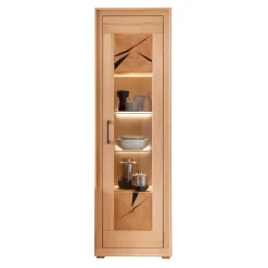 Wohnen Vitrinen|Schränke<Moderne 1-türige Vitrine aus Kernbuche geölt - Sarosca