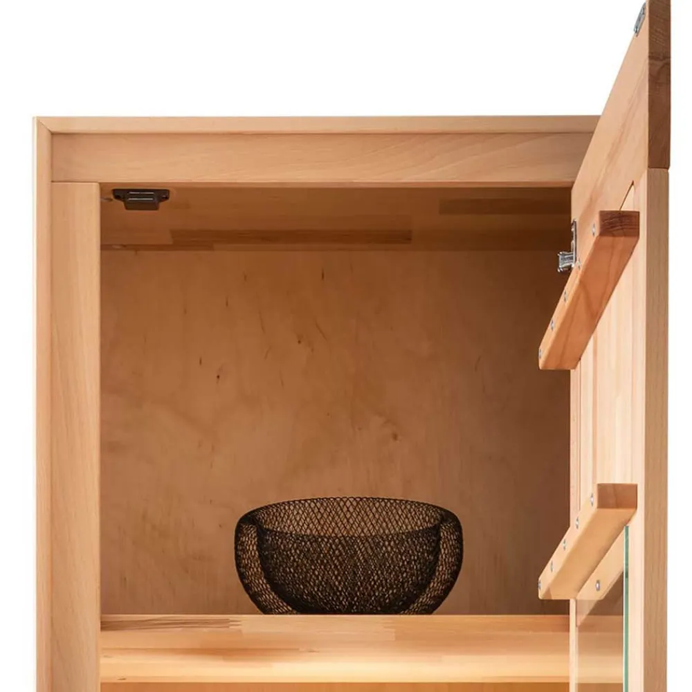 Wohnen Vitrinen|Schränke<Moderne 1-türige Vitrine aus Kernbuche geölt - Sarosca