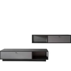 Wohnen Wohnwände<Moderne TV Anbauwand in Grau - Ridona (zweiteilig)