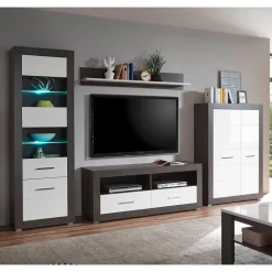 Wohnen Wohnwände<Moderne TV Anbauwand zweifarbig - Istensa (vierteilig)