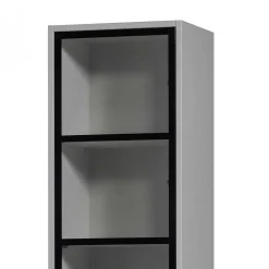 Wohnen Vitrinen<Moderne Vitrine in Hellgrau mit Schwarz - Giorno