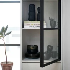 Wohnen Vitrinen<Moderne Vitrine in Hellgrau mit Schwarz - Giorno