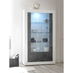 Wohnen Vitrinen<Moderne Vitrine in Weiß Hochglanz - Voskala
