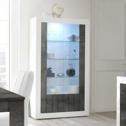 Wohnen Vitrinen<Moderne Vitrine in Weiß Hochglanz - Voskala
