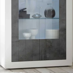Wohnen Vitrinen<Moderne Vitrine in Weiß Hochglanz - Voskala