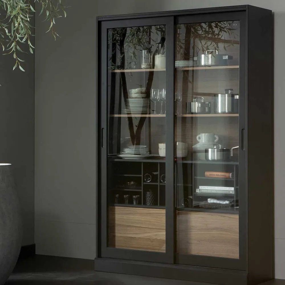 Wohnen Vitrinen<Moderne Vitrine mit Glas Schiebetüren - Susanne