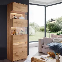 Wohnen Vitrinen|Schränke<Moderne Wildeiche Vitrine 63x207x43 cm - Acmida