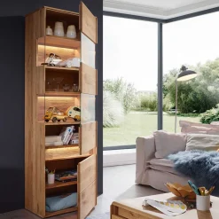 Wohnen Vitrinen|Schränke<Moderne Wildeiche Vitrine 63x207x43 cm - Acmida