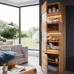 Wohnen Vitrinen|Schränke<Moderne Wildeiche Vitrine 63x207x43 cm - Acmida