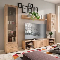Wohnen Wohnwände<Moderne Wohnwand aus Holz - Dulciana (vierteilig)