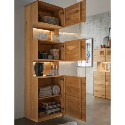 Wohnen Vitrinen<Moderne Wohnzimmervitrine aus Wildeiche Massivholz - Millena