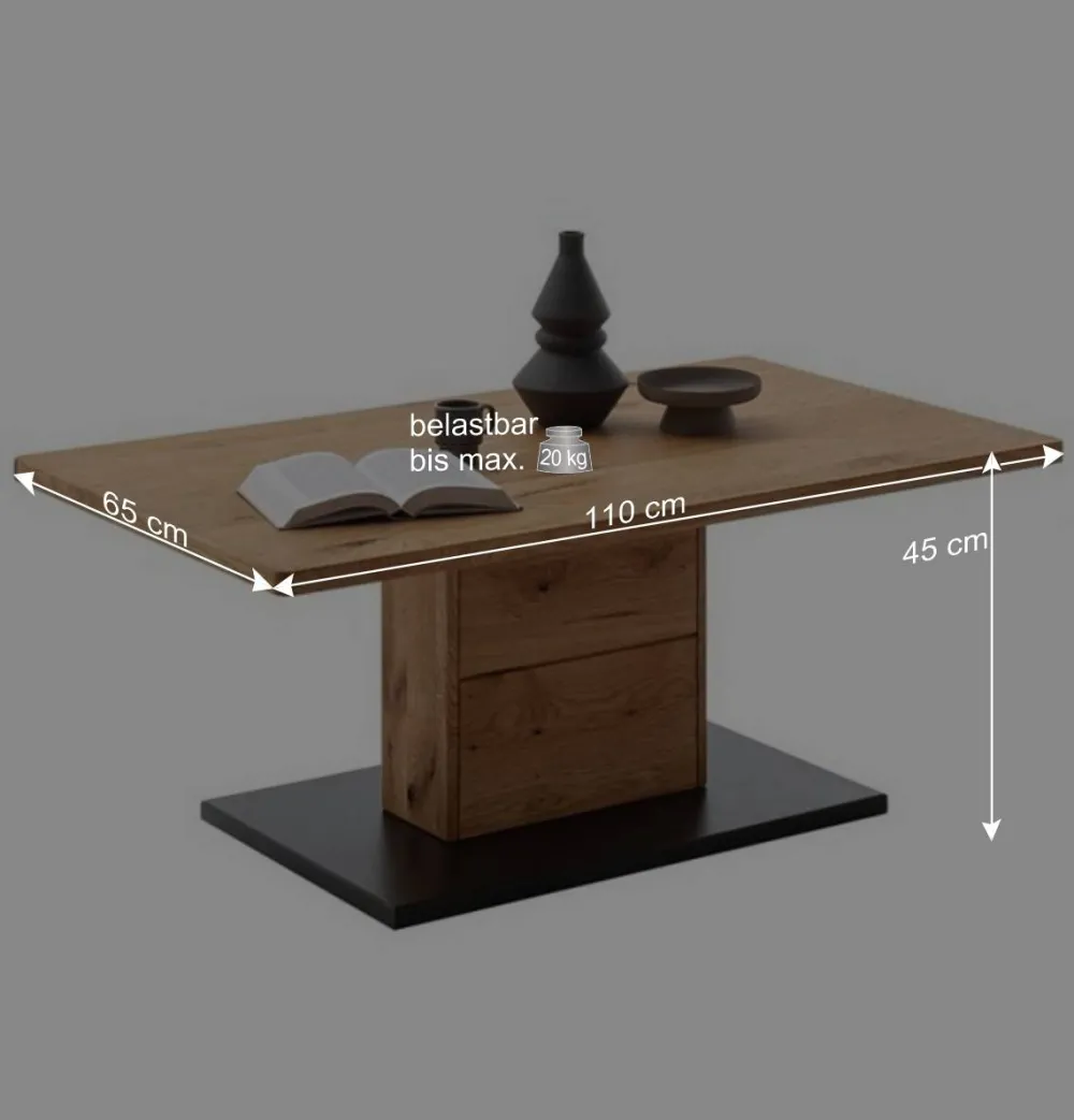 Wohnen Tische<Moderner Couchtisch in Wildeiche und Anthrazit - Drinidad