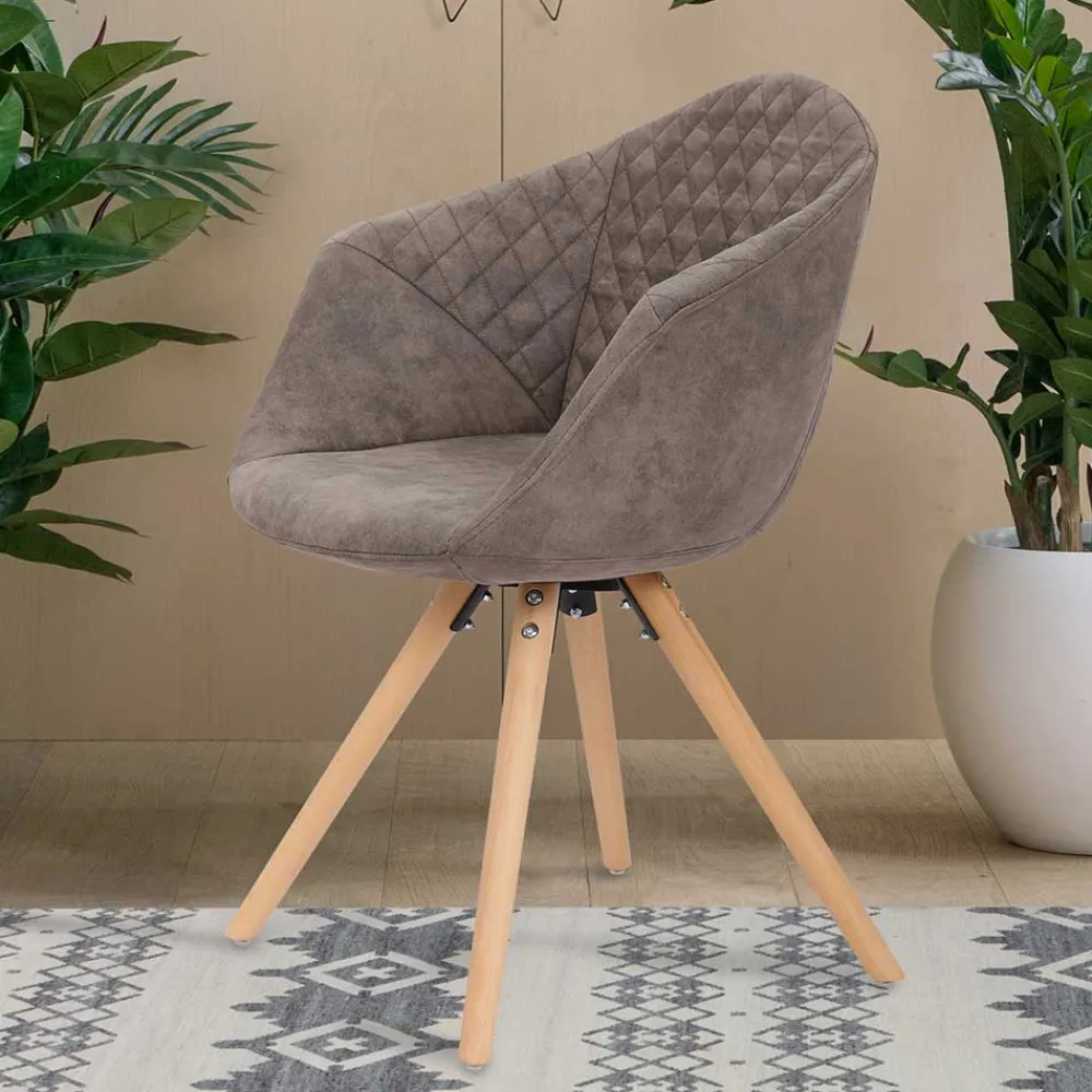 Wohnen Stühle<Moderner Esstisch Sessel in Taupe - Gozos (2er Set)
