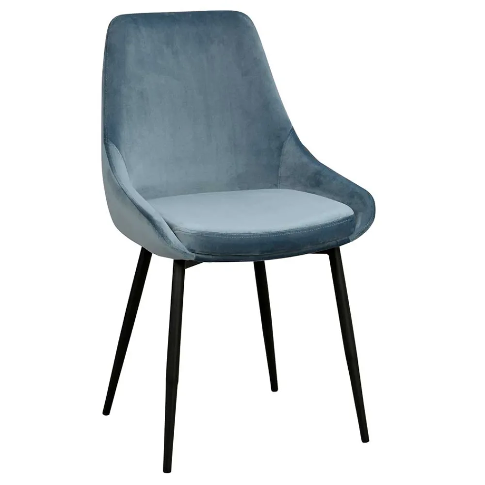 Wohnen Stühle<Moderner Esstischstuhl in Blau Samt - Elisa (2er Set)