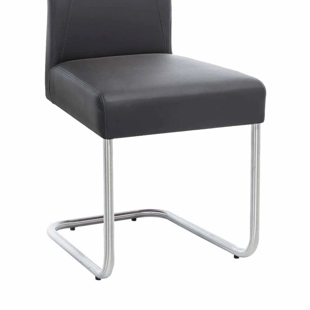 Wohnen Stühle<Moderner Freischwinger Rumona in Kunstleder und Edelstahl (2er Set)