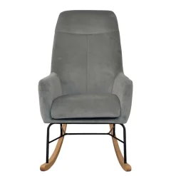 Wohnen Sessel|Stühle<Moderner Schaukelstuhl aus Samt in Grau - Cenka