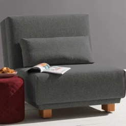 Wohnen Sofas<Moderner Schlafsessel in Dunkelgrau & Eiche - Amare