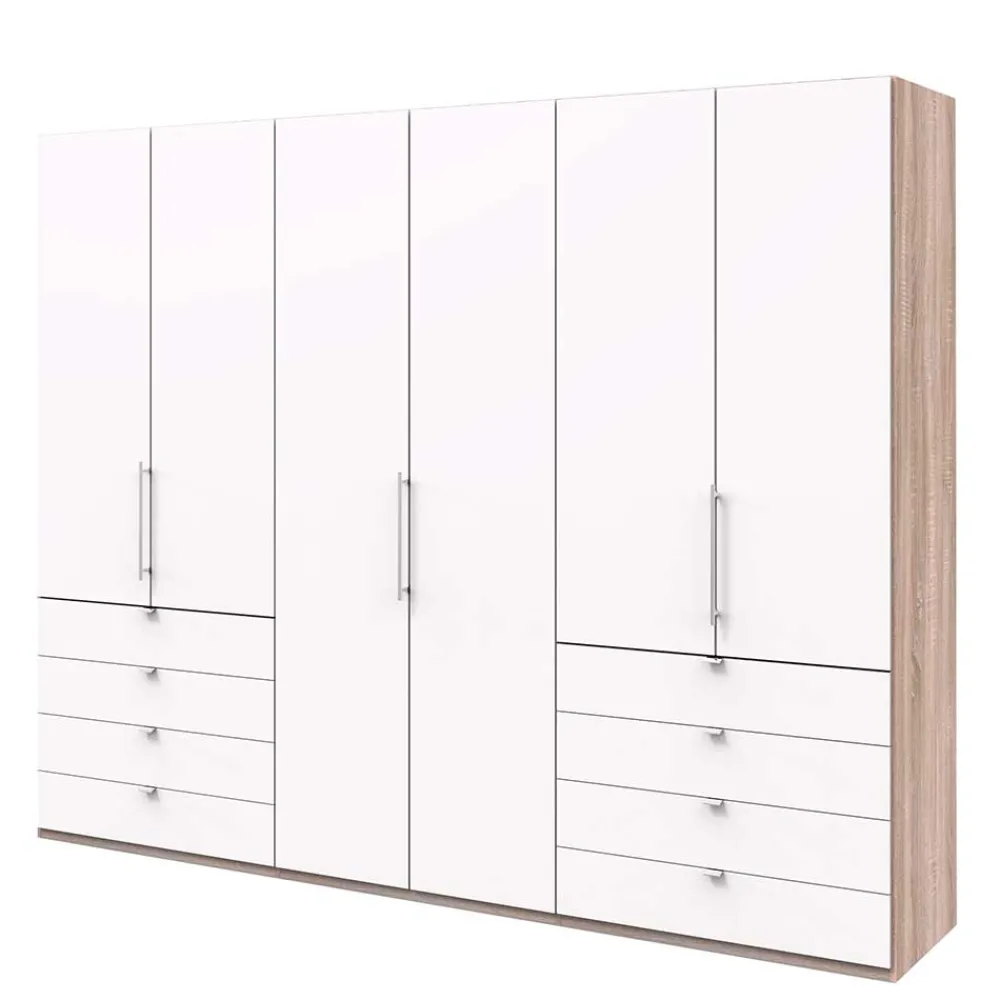 Wohnen Schränke<Moderner Schlafzimmerschrank in Weiß & Eiche sägerau - Vaclyn