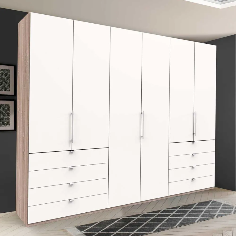 Wohnen Schränke<Moderner Schlafzimmerschrank in Weiß & Eiche sägerau - Vaclyn