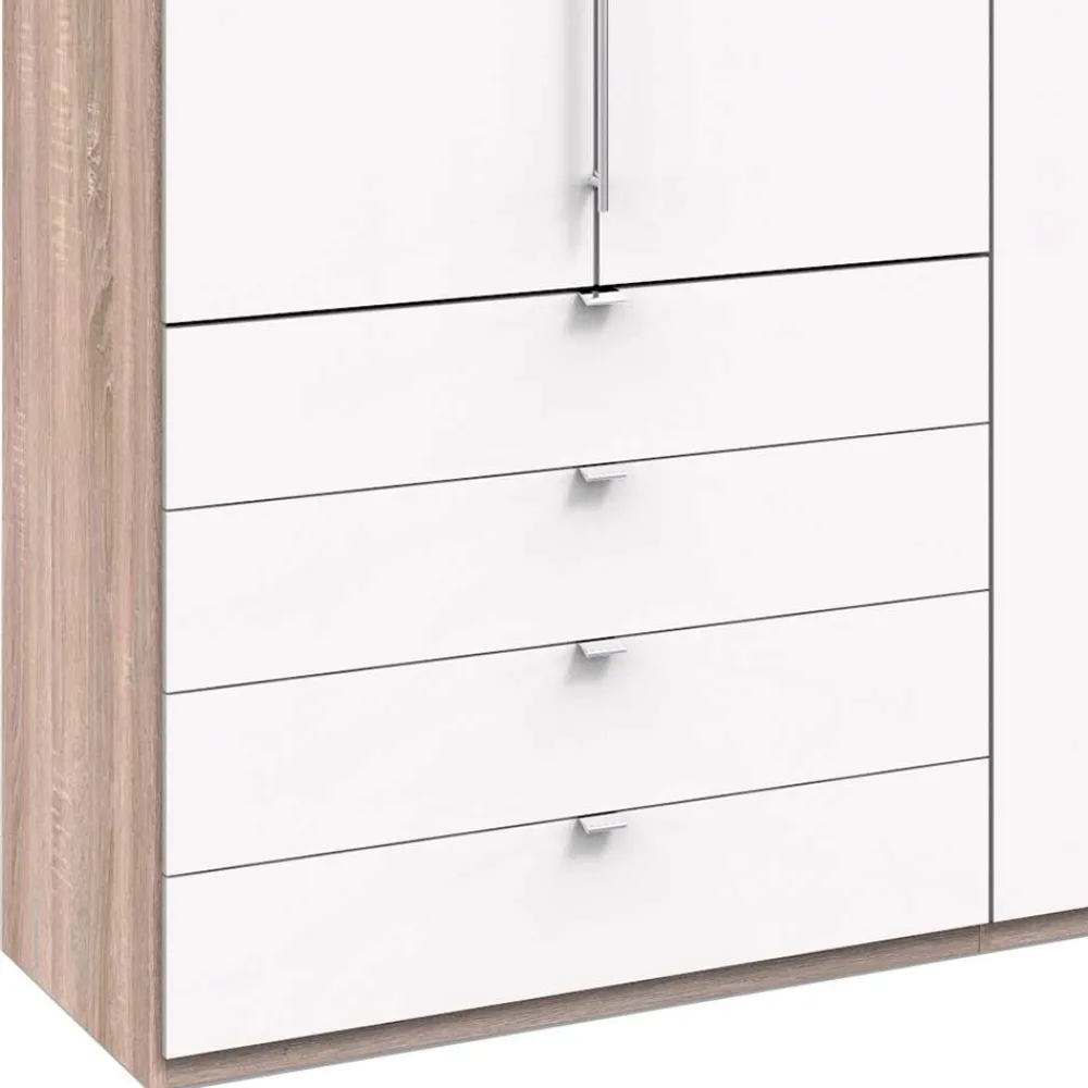 Wohnen Schränke<Moderner Schlafzimmerschrank in Weiß & Eiche sägerau - Vaclyn