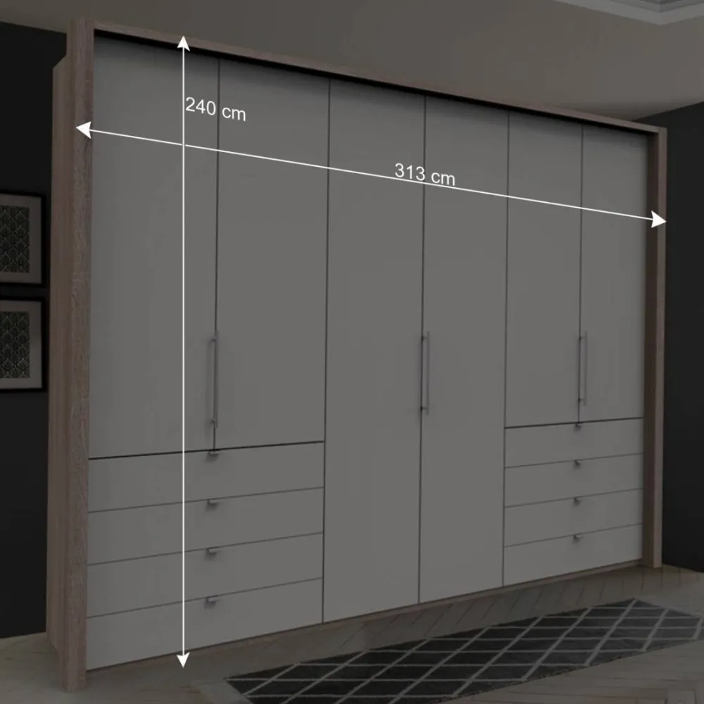 Wohnen Schränke<Moderner Schlafzimmerschrank in Weiß & Eiche sägerau - Vaclyn