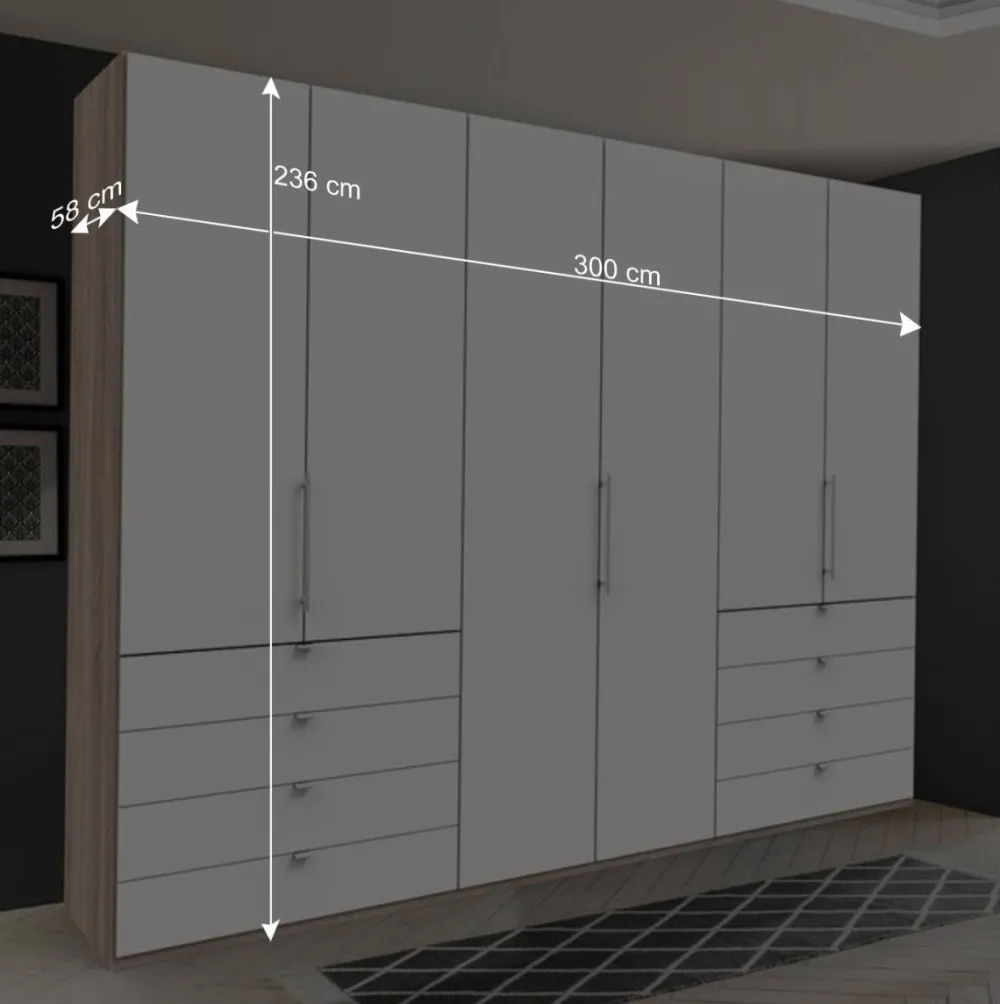 Wohnen Schränke<Moderner Schlafzimmerschrank in Weiß & Eiche sägerau - Vaclyn