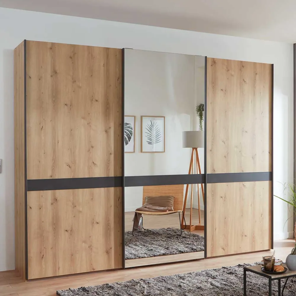 Wohnen Kleiderschränke<Moderner Schwebetürenschrank mit Spiegel - Ulapos