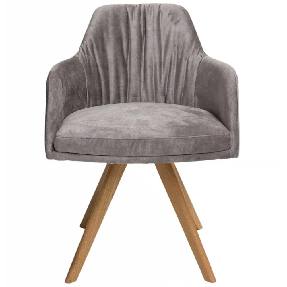 Wohnen Stühle<Moderner Tischsessel aus Velours Grau - Faunatia