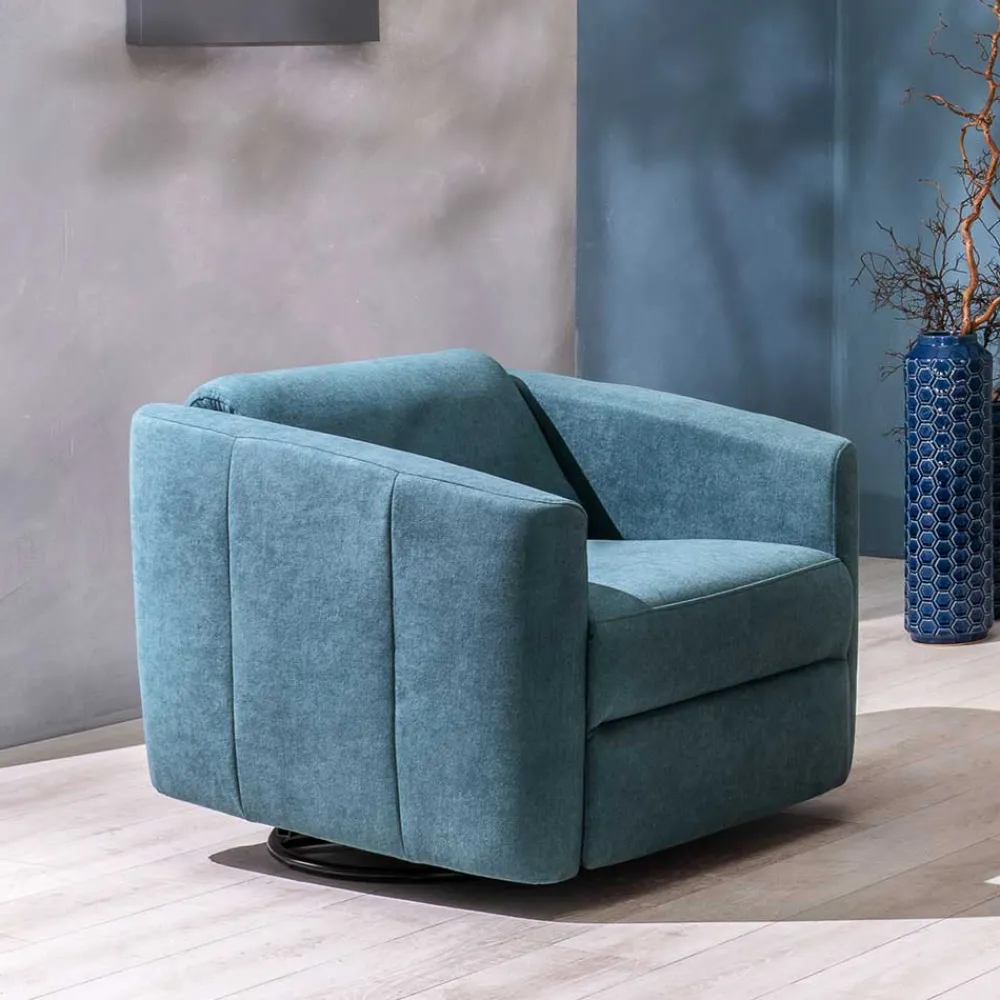 Wohnen Sessel<Moderner TV Sessel in Petrol Blau - Edoro