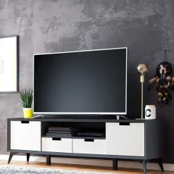 Wohnen Tv & Hifi-Möbel|Lowboards<Moderner TV Unterschrank in Weiß & Grau - Vadids