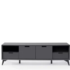 Wohnen Tv & Hifi-Möbel|Lowboards<Moderner TV Unterschrank in Weiß & Grau - Vadids
