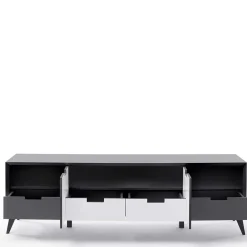 Wohnen Tv & Hifi-Möbel|Lowboards<Moderner TV Unterschrank in Weiß & Grau - Vadids