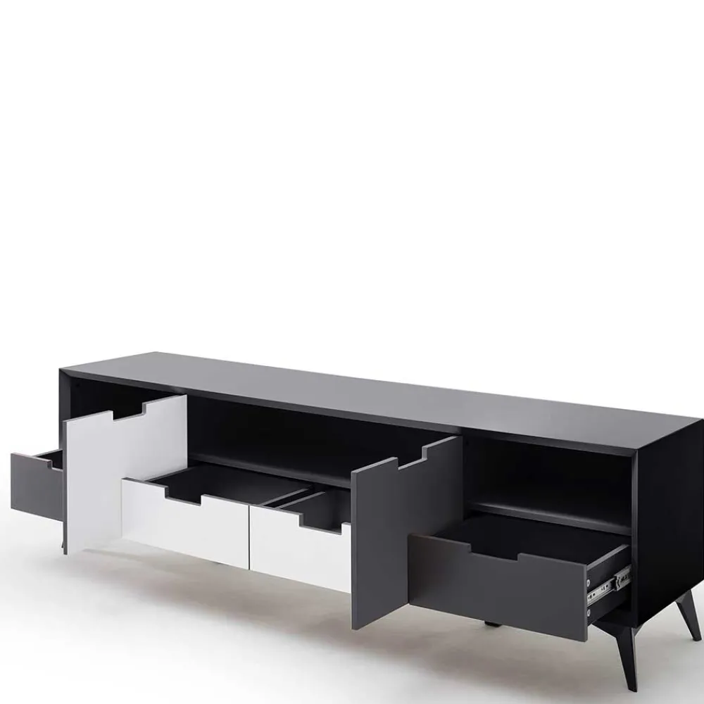Wohnen Tv & Hifi-Möbel|Lowboards<Moderner TV Unterschrank in Weiß & Grau - Vadids