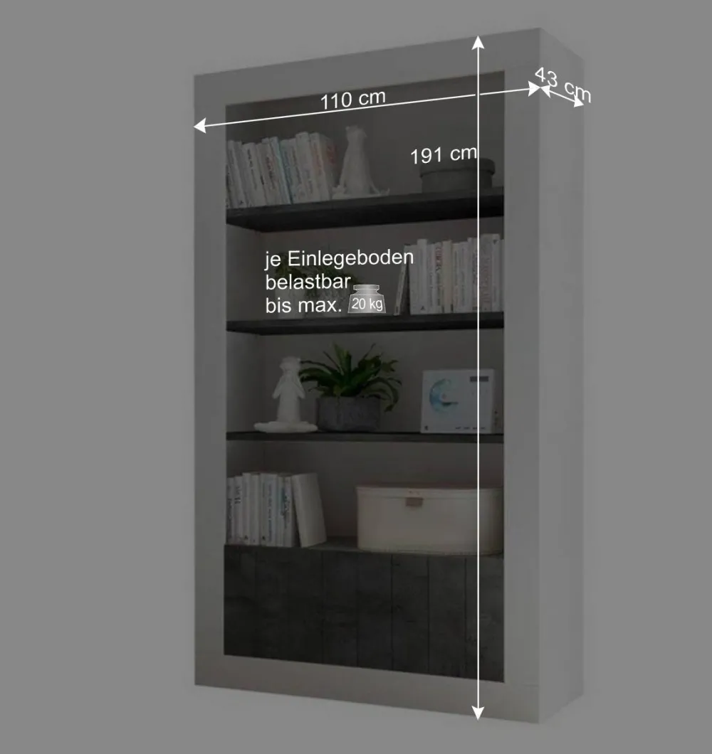 Wohnen Regale<Modernes Bücherregal in Grau zweifarbig - Bari