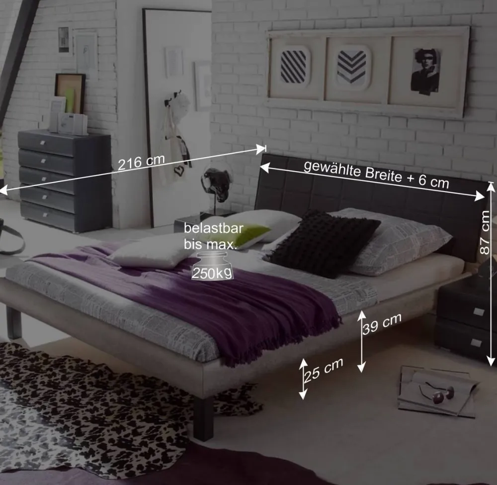 Wohnen Betten<Modernes Bett Concista in Beton-Optik