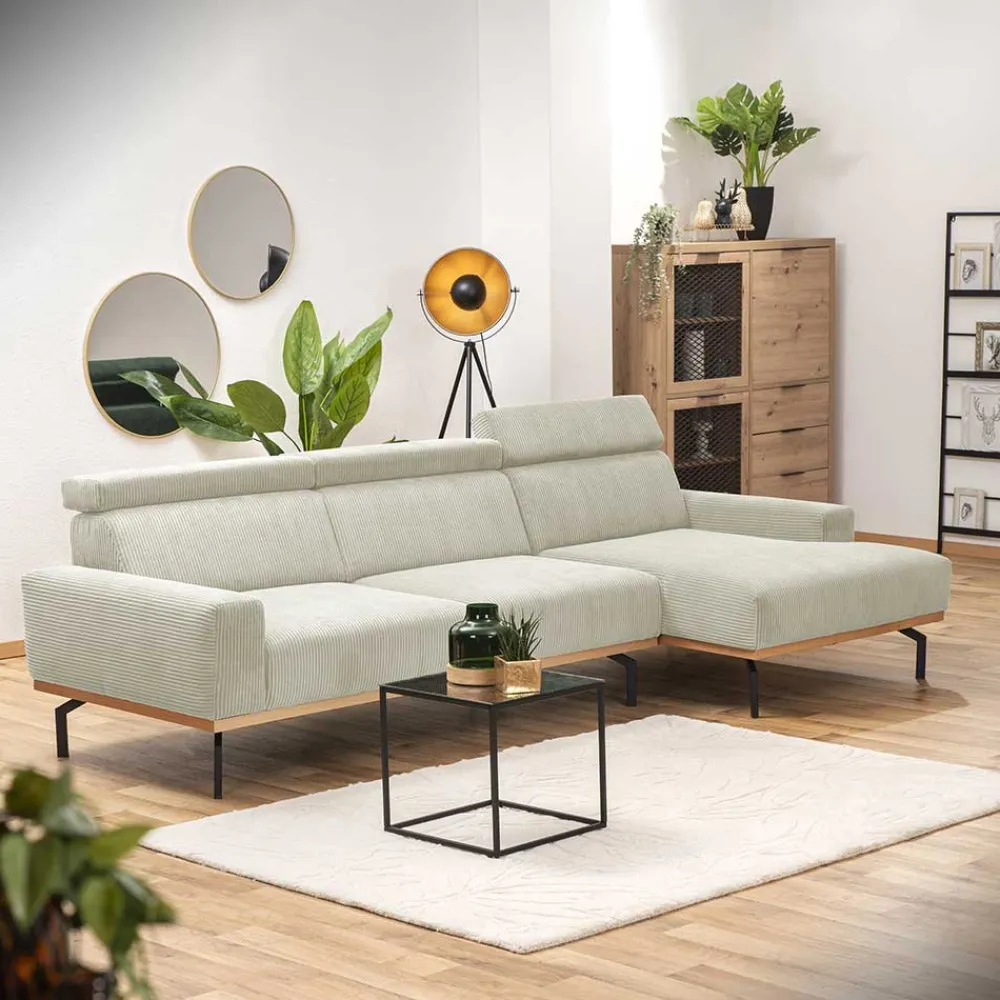Wohnen Sofas<Modernes Ecksofa in Creme Cordbezug - Caldizza