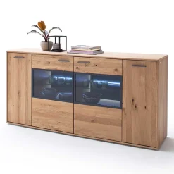 Wohnen Sideboards<Modernes Eiche Sideboard mit Glaseinsätzen - Assela