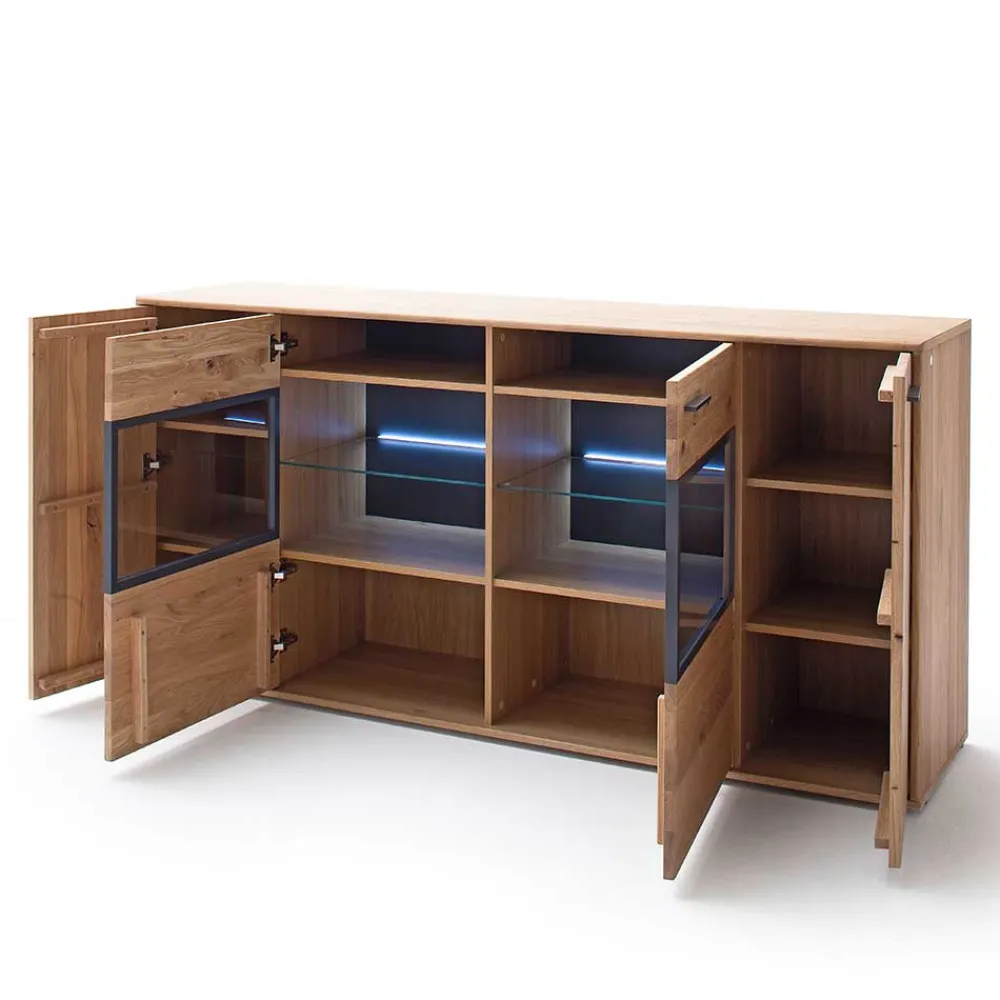 Wohnen Sideboards<Modernes Eiche Sideboard mit Glaseinsätzen - Assela