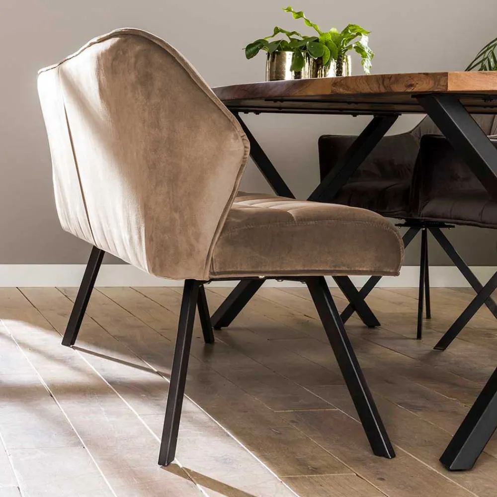 Wohnen Sitzbank<Modernes Esstisch Sofa in Beige Samt - Foxxy