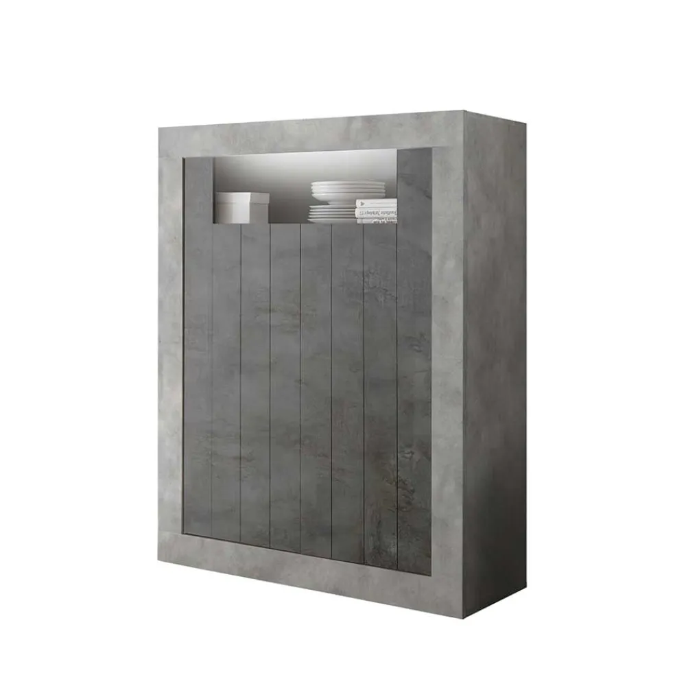 Wohnen Highboards<Modernes Highboard in Hellgrau & Dunkelgrau - Crespian