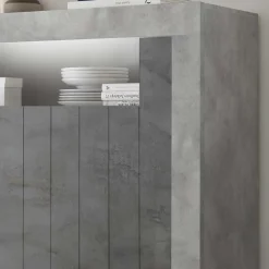 Wohnen Highboards<Modernes Highboard in Hellgrau & Dunkelgrau - Crespian