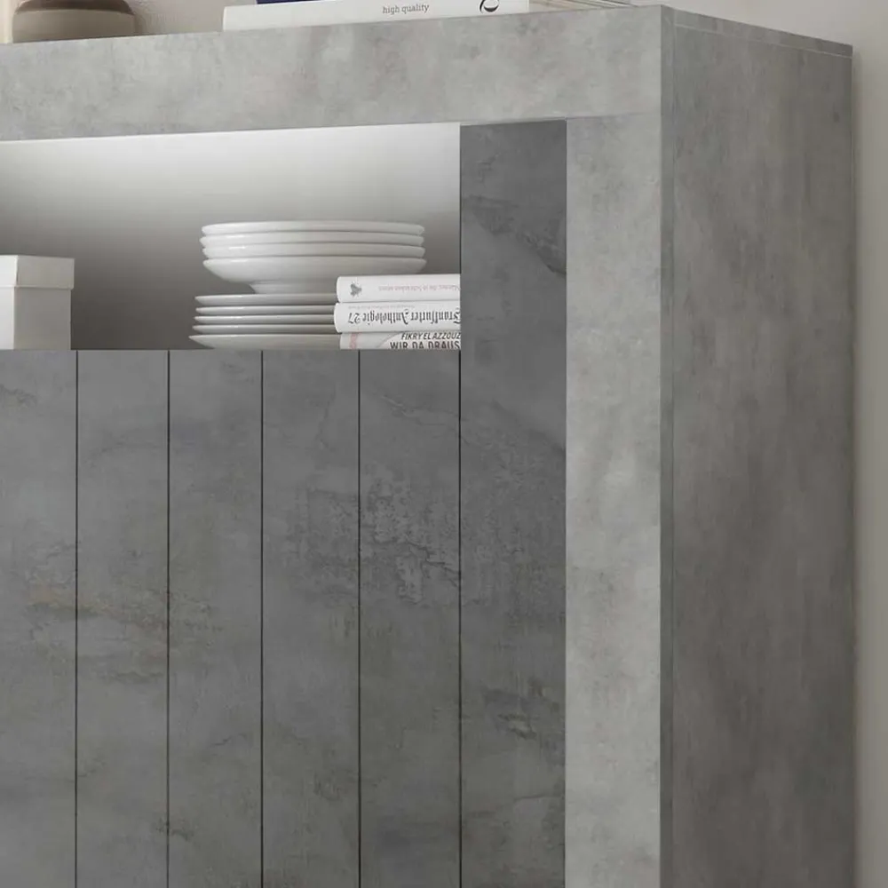 Wohnen Highboards<Modernes Highboard in Hellgrau & Dunkelgrau - Crespian