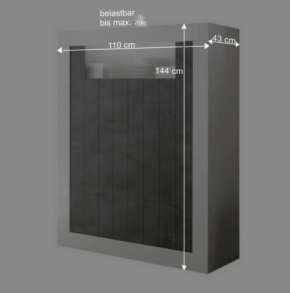 Wohnen Highboards<Modernes Highboard in Hellgrau & Dunkelgrau - Crespian