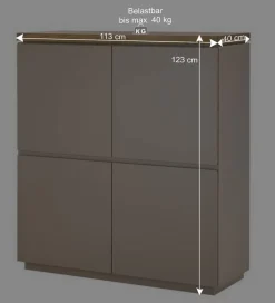 Wohnen Highboards<Modernes Highboard in Taupe & Akazie - Anja