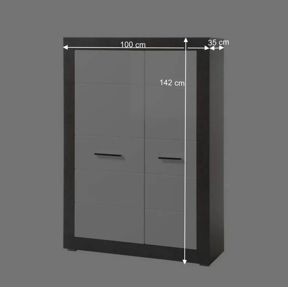 Wohnen Highboards<Modernes Hochglanz Highboard mit 2 Türen - Istensa I