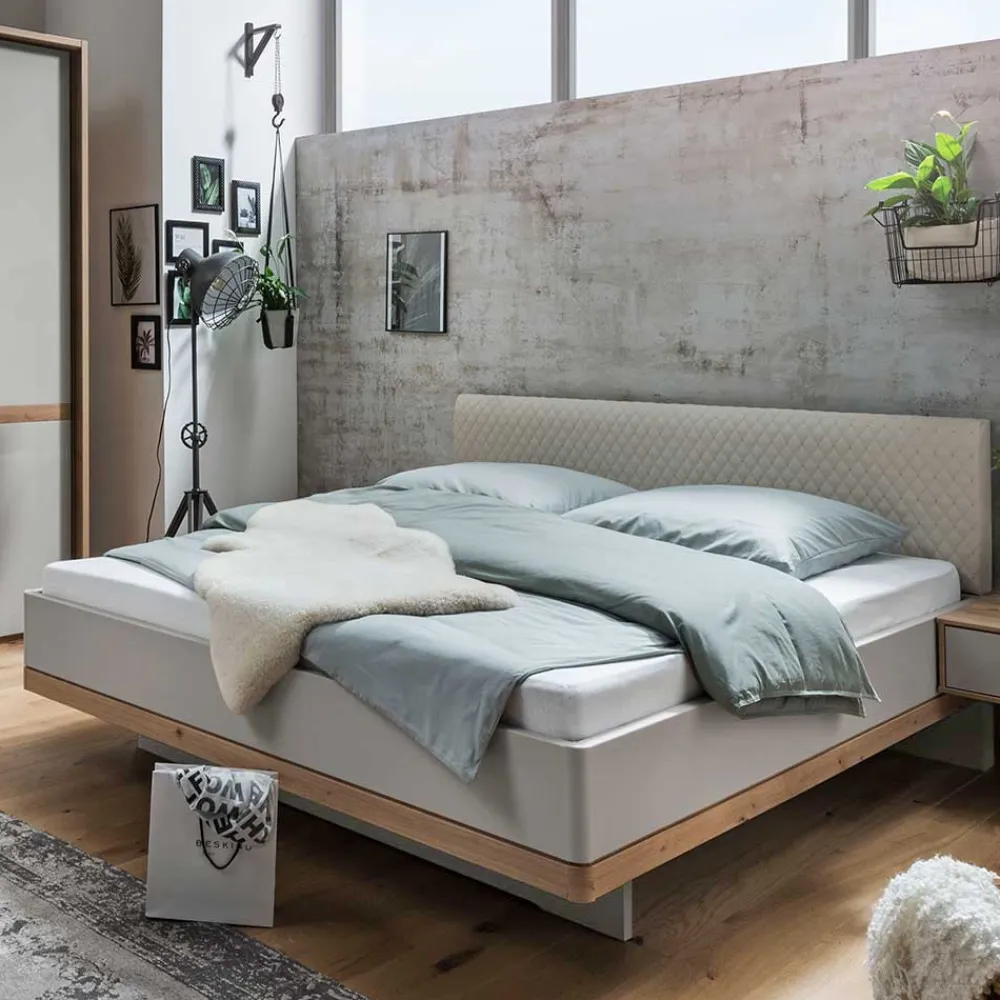 Wohnen Betten<Modernes Kunstlederbett in Beige - Crascanu